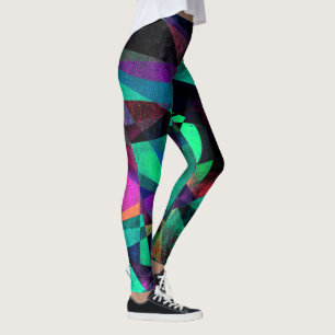 Leggings Art abstrait géométrique, coloré, sale