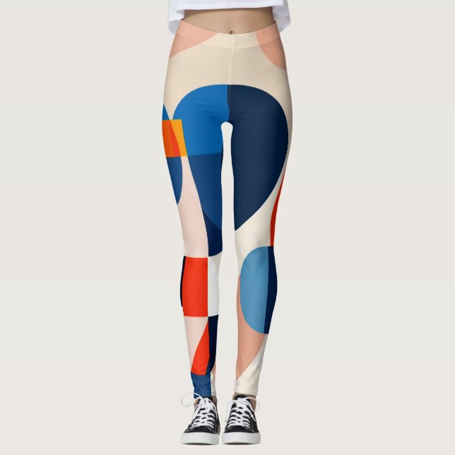Leggings Art Abstrait géométrique du milieu du siècle scand (Devant)