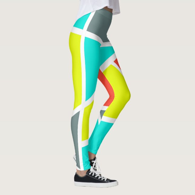 Leggings Art Abstrait gris corail jaune minimalisme (Droite)