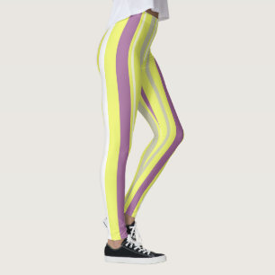Leggings Art Abstrait Gris Violet Jaune Blancs