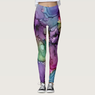Leggings Art abstrait liquide à l'encre multicolore alcooli