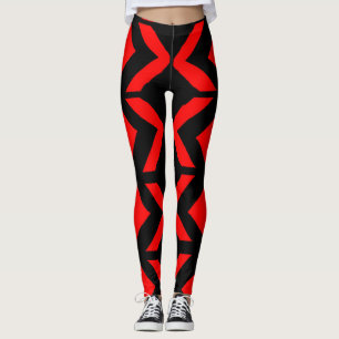 Leggings art abstrait noir et rouge
