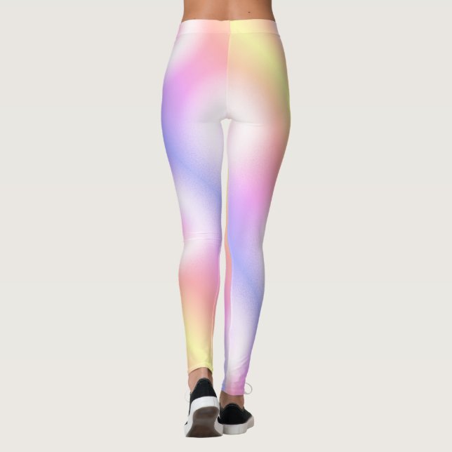 Leggings Art Abstrait Pastel Jaune Blanc Violet Rose (Dos)