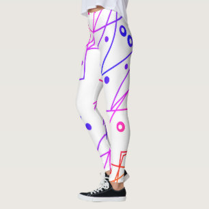 Leggings Art Abstrait Purple White Lines Cercles Minimalism