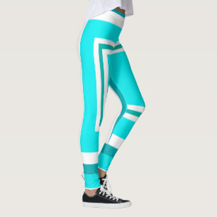 Leggings Art Abstrait Turquoise Vert Bleu Blanc