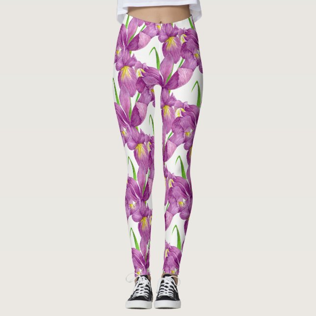 Leggings Art Botanique D'Iris Violet (Devant)