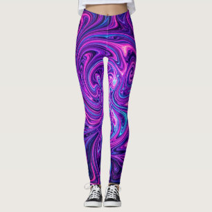 Leggings Art cosmique néon en spirale
