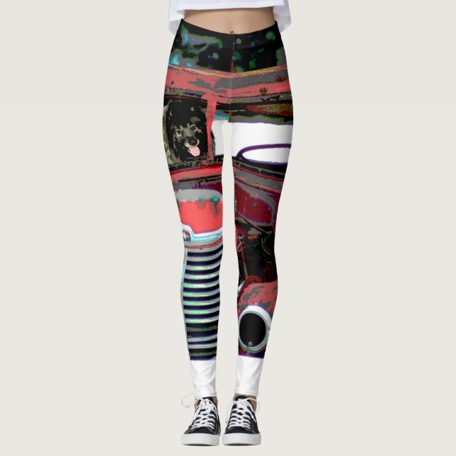 Leggings Art de chien de peinture de camion de Noël de (Devant)