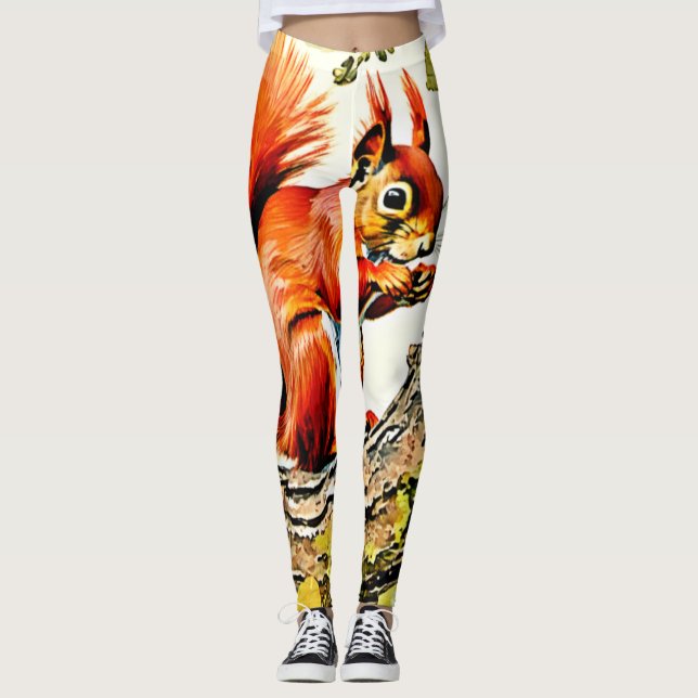 Leggings Art de l'écureuil d'automne (Devant)