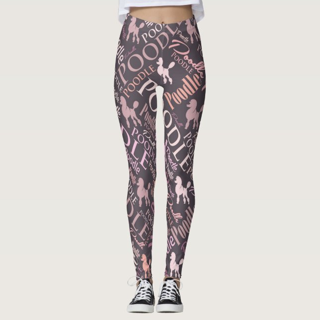 Leggings Art de mot de caniche (Devant)