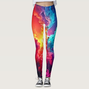Leggings Art de nébuleuse vibrante : Art de couleur cosmiqu