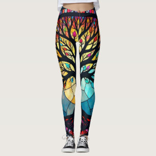 Leggings Art de verre coloré, Arbre de Vie en verre coloré