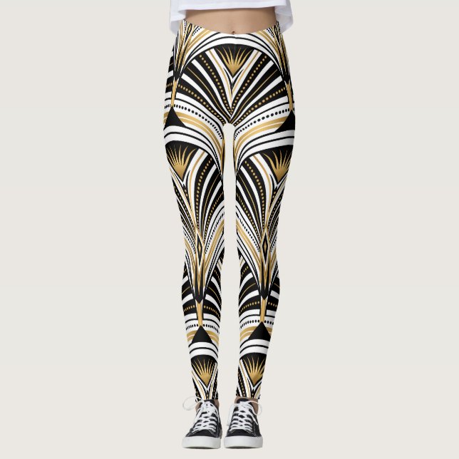 Leggings Art Déco Gold Black Elegance : Années folles (Devant)