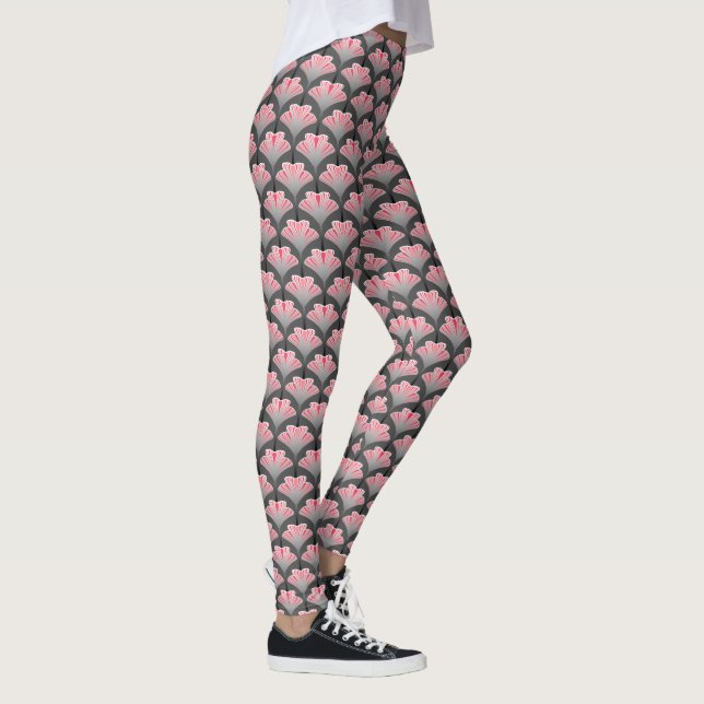 Leggings Art déco Lily, Grey / Grey / Coral rose (Droite)