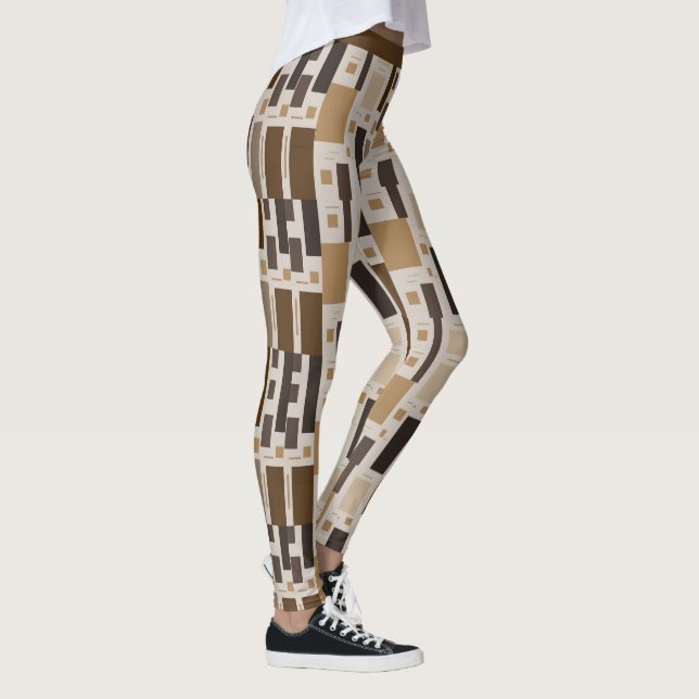 Leggings Art déco rétro Brown Motif géométrique Yoga (Droite)