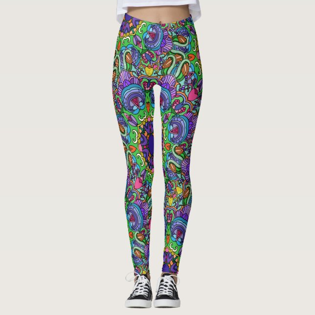 Leggings Art d'encre coloré pour vos jambes! (Devant)