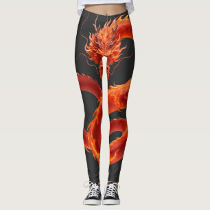 Leggings Art du dragon de feu rouge   Conception de dragon 