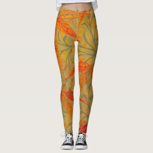 Leggings Art en bambou terrestre Vintage Imprimer orange