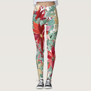 Leggings Art floral de Noël