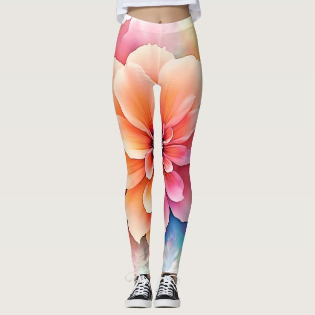 Leggings Art floral dévoilé (Devant)