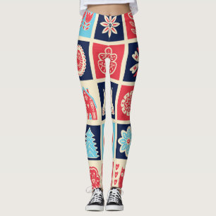 Leggings Art folklorique scandinave : vintage floral.