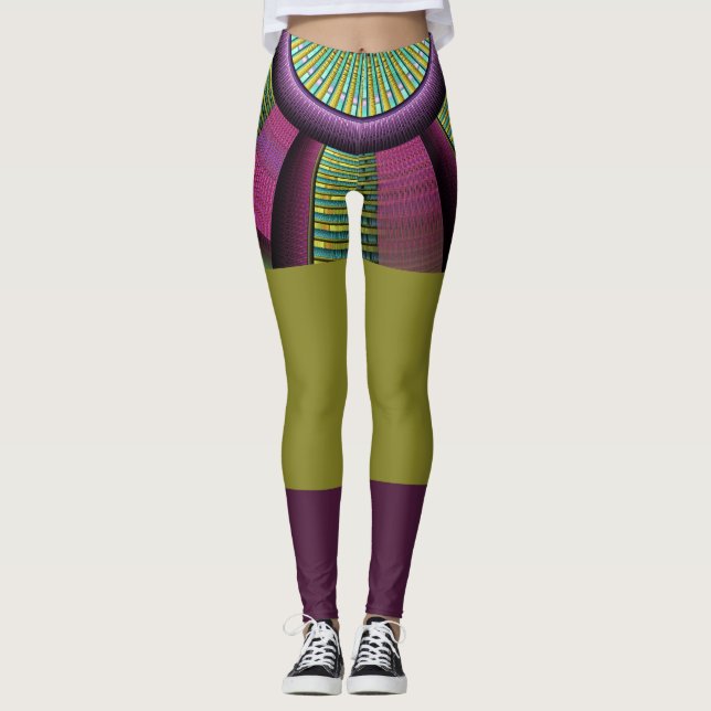 Leggings Art Fractal Moderne Rond Et Coloré (Devant)