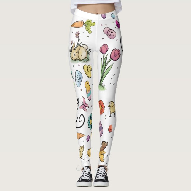 Leggings Art heureux de Pâques (Devant)