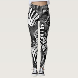 Leggings Art musical Abstrait - Textures mixtes en niveaux 