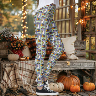 Leggings Art Nouveau Chouette Citrouilles Livres Anciens Au