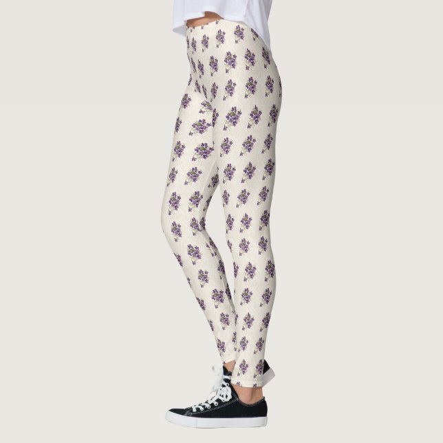 Leggings Art Nouveau Violet Floral Pattern (Gauche)