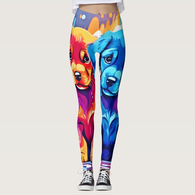 Leggings Art Puppy Coloré (Devant)