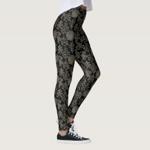 Leggings Art Tree Gold Noël Noir