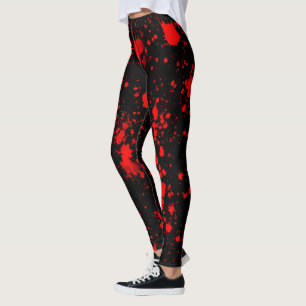 Leggings Artistic Éclaboussure de peinture noire rouge colo
