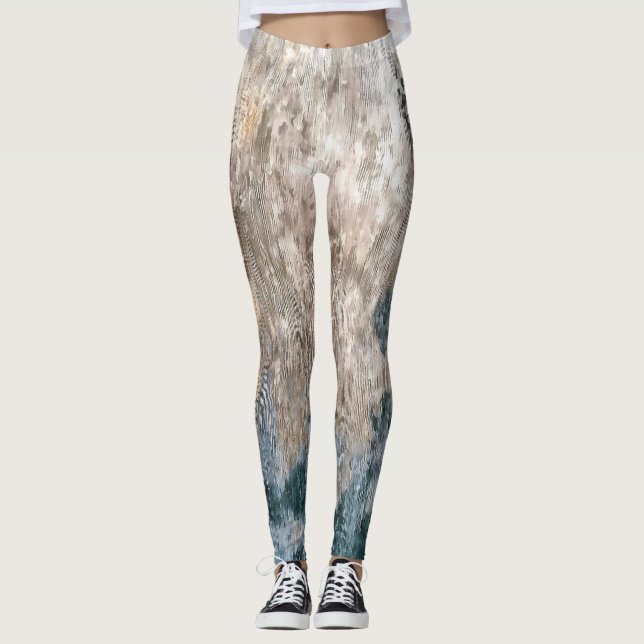 Leggings Artwork Abstrait décoratif gris bleu (Devant)