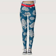 ASIAN CLOUD MOTIF BLUE LEGINGS