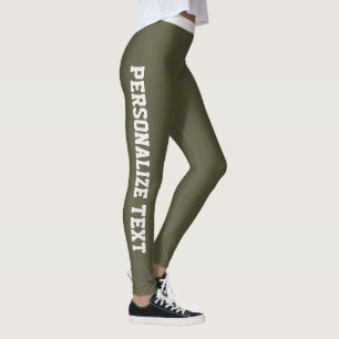 Leggings Athleisure Moderne Neutre Olive Foncé Personnalisé