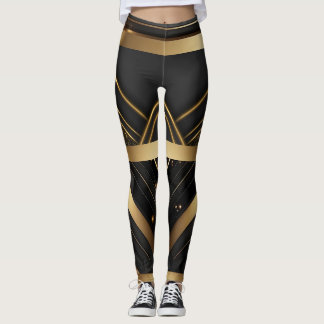Leggings Athletic moderne géométrique noir et or