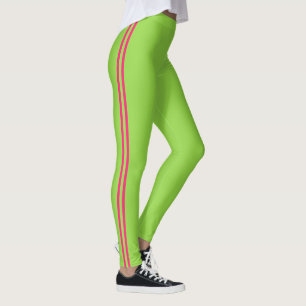 Leggings Athlétisme à rayures roses et vert néon