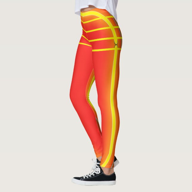 Leggings Athlétisme des femmes Motifs orange et jaune (Gauche)