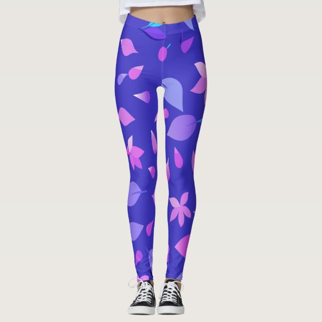 Leggings Aurora Bloom : Dégradé doux avec pétales de fleurs (Devant)