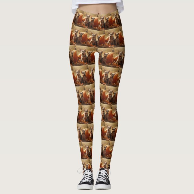 Leggings Australien Terrier Chiot Automne Citrouille de pla (Devant)