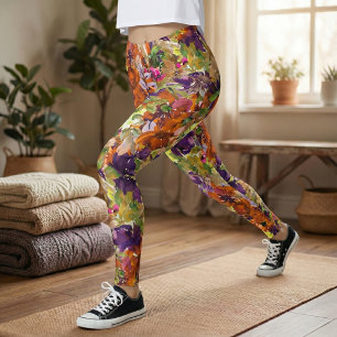 Leggings Automne Coloré Automne automne motif floral