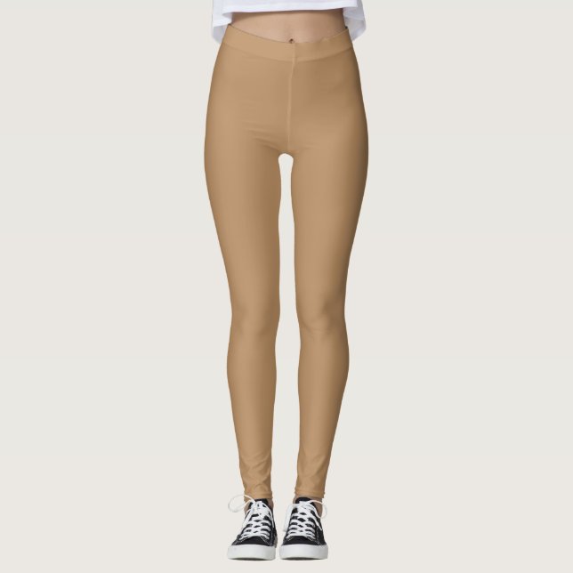 Leggings Automne Trend Couleur Chaud Beige Solide (Devant)
