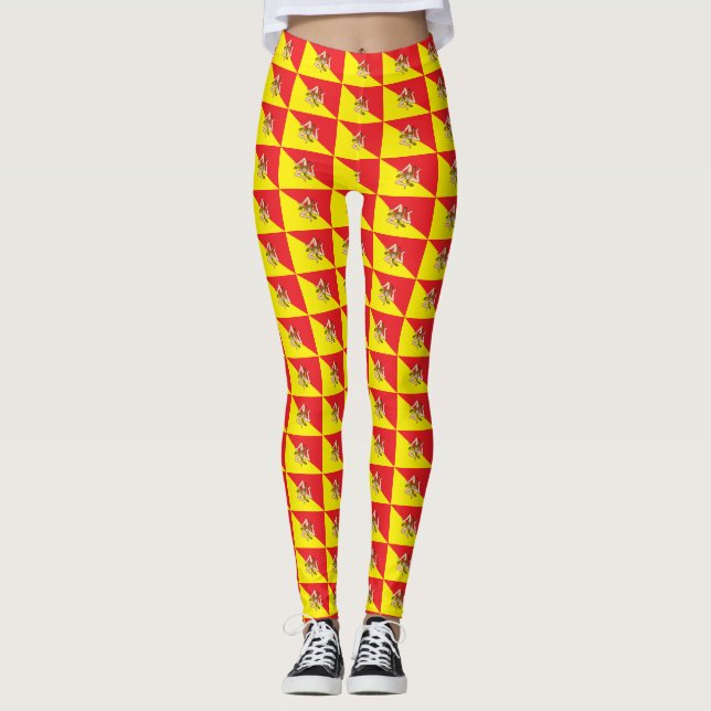 Leggings avec le drapeau de la Sicile, Italie (Devant)