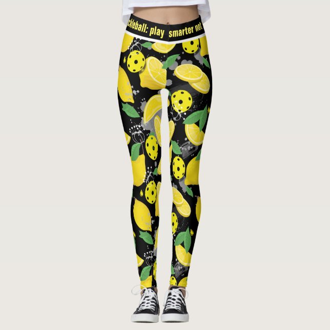 Leggings 🍋 avec texte personnalisé 🍋 citron (Devant)