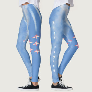 Leggings Avions acrobatiques volant haut sur fond bleu