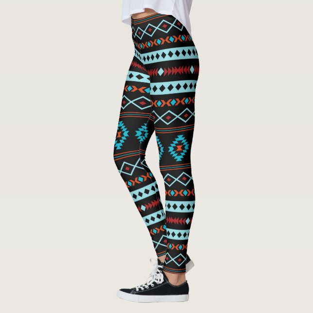 Leggings Aztec Blues Rouges Motifs Mixtes Noirs Motif (Gauche)
