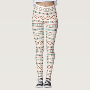 Leggings Aztec Formes Lg Motif rouille Crème Turquoise
