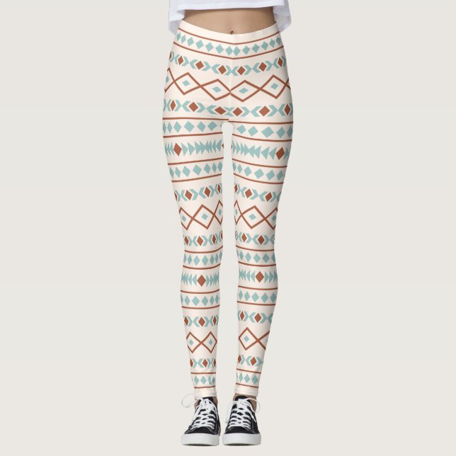 Leggings Aztec Formes Lg Motif rouille Crème Turquoise (Devant)