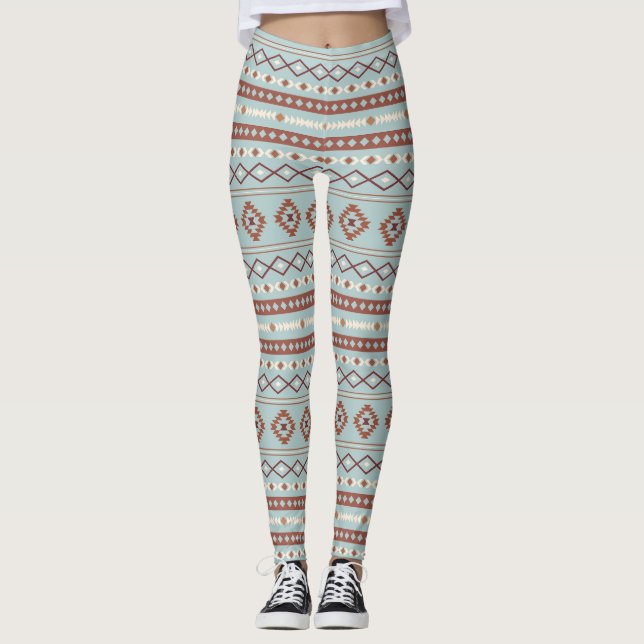 Leggings Aztec Mixte Motif Motif Rusts Crème Bleu (Devant)